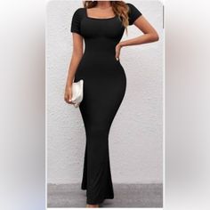 Ma&Baby Women's Casual Short Sleeves Square Neck Bodycon Maxi Long Dress For Women Color Black Size Small Never Used Corporate Outfits For Women, Long Dress For Women, Maxi Long Dress, Corporate Outfits, Dress For Women, Long Maxi Dress, Women's Casual, Woman Colour, Baby Dress