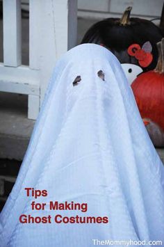 two stuffed animals in ghost costumes with text overlay that reads tips for making ghost costumes