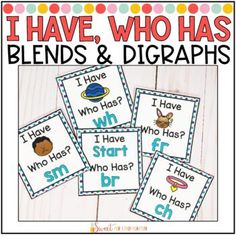 i have, who has blends and digrash cards with pictures on them