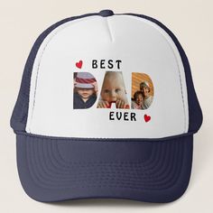 Custom Best Dad Ever 3 Photo Collage Trucker Hat - tap/click to get yours right now! #TruckerHat #fathers #day, #best #dad #ever, 3 Photo Collage, Best Dad Ever, Funny Photos, Photo Collage, Dad Hats, Fathers Day Gifts, Note Pad, Caps Hats, Fathers Day