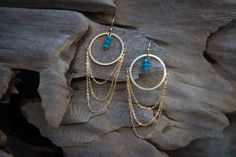 Brass & 14K Gold Chain Draped Drop Earrings with Blue Beads 14k Gold Filled Chain Dangle Earrings, Gold Chain Dangle Brass Earrings, Gold Chain Dangle Earrings In Brass, Jewelry Inspo, Etsy Jewelry, Blue Beads, Gold Style, Metal Jewelry, Gold Chain