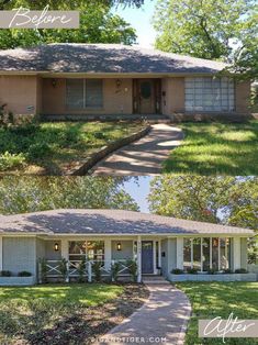 before and after photos of a house in the suburbs