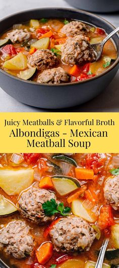 meatballs and flavorful broth adorn this mexican meatball soup