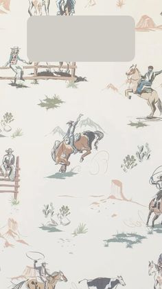 an old western wallpaper with cowboys and horses