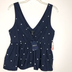 New With Tag Sz M 248 Sleeveless Polka Dot Tops For Vacation, Fitted Polka Dot Casual Tank Top, Forever 21 Summer Sleeveless Tank Top, Polka Dot Sleeveless Cotton Top, Casual Polka Dot Tank Top, Sleeveless Polka Dot Cotton Tops, Sleeveless Polka-dotted Cotton Top, Casual Polka Dot Sleeveless Top, Sleeveless Polka Dot Top For Beach