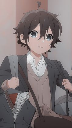 an anime character with black hair wearing a suit and holding a book in his hand