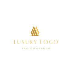 the luxury logo is shown in gold and white colors, with an abstract design on top