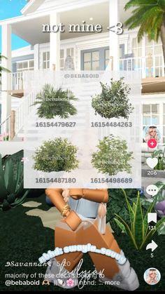 Green Bloxburg Codes, Bloxburg Hotel Room Numbers Decal Codes, Bloxburg Farming Routine, Plant Decals Bloxburg Outdoor, Realistic Decals Bloxburg, Bloxburg Tree Decals, Bloxburg Landscaping, Bloxburg Plants, Realistic Bloxburg House Exterior