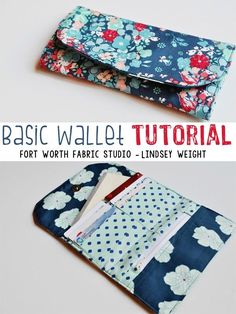 an image of a wallet that is made with fabric and has the words basic wallet