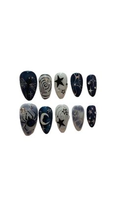 Add a touch of whimsy to your Halloween look with these witch-inspired nails. Adorned with shimmering crystals, these nails are perfect for anyone looking to add a bit of magic to their manicure. Halloween Dark Nails, Donnie Darko Nails, Vampire Nails, Horror Nails, Witchy Nails, Queen Nails