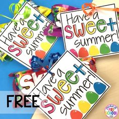 three free printable summer signs with the words have a sweet summer written on them