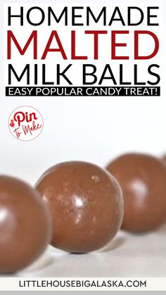 homemade malted milk balls with text overlay