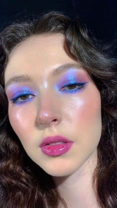 Inspired Makeup Looks, Euphoria Inspired Makeup, Disco Makeup, Cute Eye Makeup, Glitter Eye Makeup, Purple Makeup