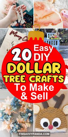 collage of dollar tree crafts to make and sell