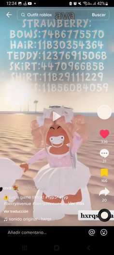 an animated image of a woman in white dress on the beach with numbers coming out of her face