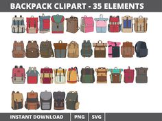 Bag Clipart, Bag Png, Letter Png, Adventure Bags, Backpack Set, School School, Bag Travel, School Bag, Travel Bag