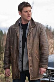 Trendy Fashion SUPERNATURAL DEAN WINCHESTER JENSEN ACKLES BROWN DISTRESSED VINTAGE TRENCH COAT, Mens Coats Jackets Distressed Rugged Brown Outerwear, Rugged Distressed Brown Outerwear, Classic Distressed Long Sleeve Outerwear, Classic Distressed Outerwear For Fall, Dean Winchester Outfit, Dean Winchester Supernatural, Supernatural Outfits, Celebrities Leather Jacket, Distressed Leather Jacket