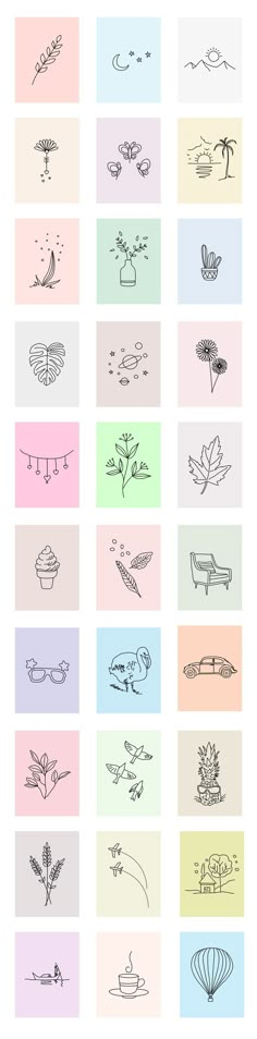 the different types of flowers are shown in this graphic style, with each flower's petals