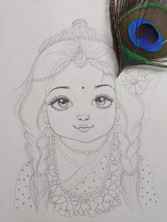 #radharani #pinterest #radhakrishna Radha Rani Cute Drawing, Radha Rani Mandala Art, Radharani Sketch, Radha Drawing Pencil, Radharani Drawing, Radha Sketch, Radha Rani Art, Mahabharat Drawing, Radha Rani Drawing