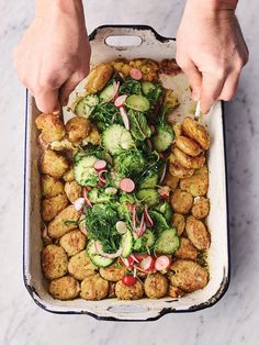 Roast new potato & pickle salad | Jamie Oliver potato recipe Jamie Oliver Roast Potatoes, Jamie Oliver Potatoes, Pickle Salad, Lemon Roasted Potatoes, Best Roast Potatoes, Perfect Roast Potatoes, Diner Recept, Potato Salad Recipe