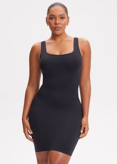 Shipped by She Waisted Refer to size chart on product for accurate sizing Shapewear tank mini dress. Built-in shapewear panel. 360 degree compression material in the abdominal.  Built-in removable bra pads for bra-free style. Shapewear Dress, Mini Sales, Top Straps, Tank Top Straps, Mini Tank Dress, Mini Dress Black, Free Style, Padded Bras, British Indian