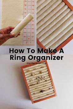 how to make a ring organizer from an old wooden box with tape and shells in it