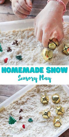 the homemade snow story play is fun for toddlers and older children to learn how to make it