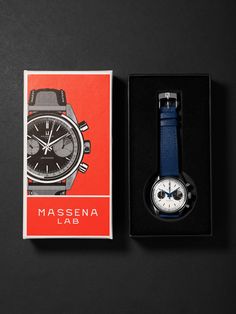 Massena LAB's first watch, the limited-edition 'Uni-Racer'; is modelled after Universal Genève's rare 'Uni-Compax' chronograph from the 1960s, the collaborative creative studio took three years to perfect every detail. Designed with the same 'Panda' dial and 'Big Eye' register, this stainless steel reference is engineered with a hand-wound chronograph and fitted on a 'Bleu de France' cross-grain leather strap sourced from Italy. We offer a two-year warranty for all working parts and manufactur… Timeless Chronograph Watch With Tachymeter As Gift, White Chronometer Watch As Gift, Modern Chronograph Watch With Tachymeter As Gift, Modern Watch Accessories With Tachymeter For Gift, White Watch Accessories With Tachymeter As Gift, Classic White Chronograph Watch As Gift, White Chronograph Watch With Subdials, White Chronograph Watch With Subdials For Gift, White Chronograph Watch With Subdials As Gift