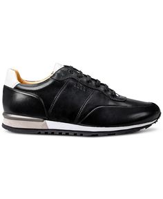 BOSS Men's Parkour Low-Cut Polished Athletic Sneaker - Macy's Boss Orange, Hugo Boss Man, Parkour, Sneakers Online, Athletic Sneakers, Sneakers Black, Low Cut, Hugo Boss, Leather Upper