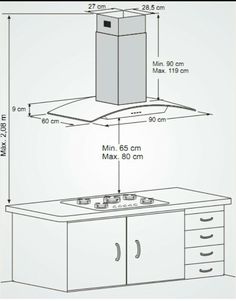 a drawing of a kitchen with the measurements for the sink and cabinets in front of it