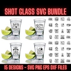 shot glass svg bundle with limes and ice cubes for photoshopping