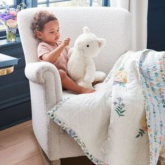 The Minna Small Spaces Rocking Chair is a chic-meets-comfy design that boasts a winged back and smaller armrests to offer plenty of shoulder and elbow space. Forest Baby, Nursery Chair, Chair Ottoman, Multi Step, Consumer Products, Indoor Air, Pottery Barn Kids, Solid Hardwood, Rocking Chair