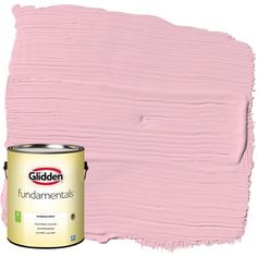 a pink paint with the words glidden on it and a white can next to it