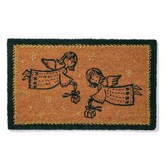 a door mat with two angels on it