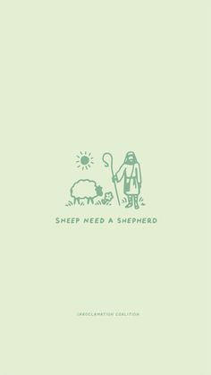 the sheep need a shepherd logo is shown on a light green background with an image of a man holding a stick