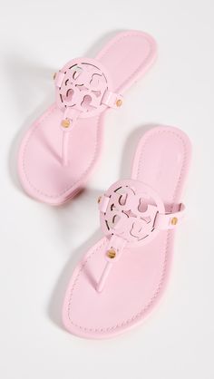 Pink Tory Burch Sandals, Soft Sandals, Tory Burch Miller Sandals, Preppy Shoes, Shoe Wishlist, Tory Burch Sandals, Sandals Leather