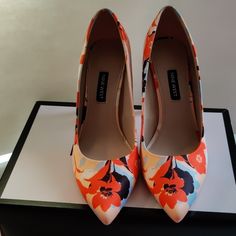 Beautiful Brand New Canvas Shoes That Have Several Different Colors. Light Blue, Orange, Black, Peach. Orange Almond Toe Heels For Summer, Bold Orange Heels For Spring, Strap Up Heels, Blue Block Heels, Black Lace Up Heels, Color Shoes, Ankle Sandals, Pointy Toe Heels, Grey Heels