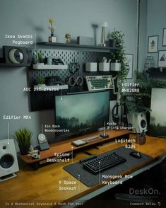 f Cozy Tech Room, His And Her Pc Setup, Art Tablet Desk Setup, Gaming Setup Inspiration, Long Desk Setup, Steamdeck Setup, Photographer Desk Setup, Monitor And Laptop Setup, Desktop Set Up