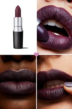 These are the best purple MAC lipstick shades for fair skin, dark skin, Indian skin and everyone in between - discover the best MAC lipstick colors from Rebel to Succumb to Plum, and more! Mac Dark Lipstick, Dark Purple Lipstick Makeup, Best Mac Lipstick Colors, Mac Smoked Purple, Lipstick Shades For Fair Skin, Purple Lipstick Makeup, Olive Skin Lipstick, Purple Matte Lipstick, Dark Purple Lipstick