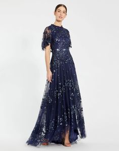 Sequined High Neck Flutter Sleeve A Line Gown Champagne Formal Dresses, Vestidos Color Coral, Light Blue Prom Dress, Sage Green Bridesmaid Dress, Navy Blue Bridesmaid Dresses, Royal Blue Prom Dresses, Formal Dresses With Sleeves, Red Wedding Dresses, Purple Prom Dress