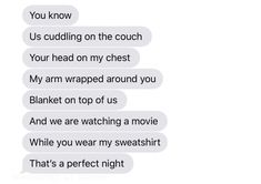 two texts that are in the same language, one has an image of a cat and the other says you know us cuddling on the couch your head on my chest