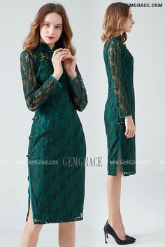 10% off now|Free shipping world-wide. L-5XL Green Lace Chipao Style Party Dress with Long Sleeves at GemGrace. Click to learn our pro custom-made service for wedding dress, formal dress. View #WeddingGuestDresses for more ideas. Green Long Sleeve Dress For Banquet, Fitted Green Long Sleeve Party Dress, Fitted Green Long Sleeve Dress For Party, Green Fitted Long Sleeve Party Dress, Green Lace Dress For Banquet, Green Long Sleeve Dresses For Party Season, Green Long Sleeve Dress For Wedding, Elegant Long Sleeve Dark Green Dress, Long Sleeve Lace Dress For Banquet