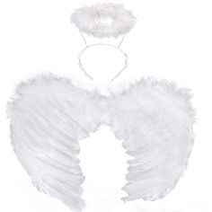 white angel wings and headbands on a white background