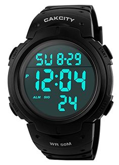 Men's Digital Sports Watch LED Screen Large Face Military... https://amzn.to/2Oy0cUV Army Watches, Led Watch, Mens Sport Watches, Led Screen, Waterproof Watch, Waterproof Led