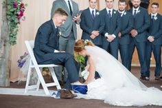 the bride and groom are getting ready for their wedding ceremony