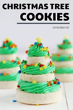 green frosted cupcakes with sprinkles on top