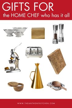 A group of images of gifts for the home cook who has it all. Big Easy Turkey Fryer, Classy Appetizers, Grilling Utensils, Casserole Set, Gifts For The Home, Festive Desserts, Best Soup Recipes, Ground Beef Recipes Easy