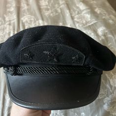 56cm In Size, So Please Measure Your Head To See If It Will Fit. Black Brimmed Military Hat, Military Style Black Snapback Cap, Military Style Black Adjustable Snapback Hat, Black Military Brimmed Hat, Black Adjustable Military Snapback Hat, Black Adjustable Military Trucker Hat, Double Rl, Accessories Brand, Ralph Lauren Men