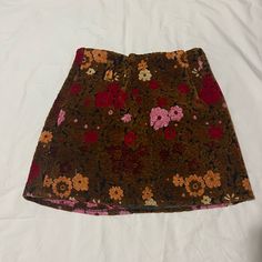 Brand New Never Worn Kimchi Skirt Cheap Urban Outfitters Skirt, Fall Floral Print Mini Skirt, Fitted Floral Print Bottoms From Urban Outfitters, Fitted Floral Print Bottoms By Urban Outfitters, Urban Outfitters Lined Mini Skirt, Retro Brown Skort For Spring, Retro Mini Skirt With Floral Print, Urban Outfitters Fall Mini Skirt, Urban Outfitters Mini Skirt For Fall