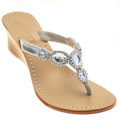 Mystique Sandals, Jeweled Heels, Leather Jewels, Nice Sandals, Wooden Wedges, Fashion Shoes Sandals, Crystal Sandals, Jeweled Sandals, Wedding Flats